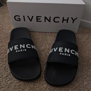 Givenchy Men's Black Paris Logo Slide Sandals